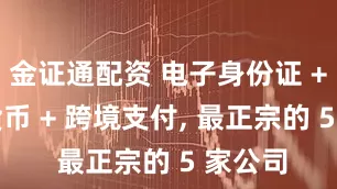 金证通配资 电子身份证 + 数字货币 + 跨境支付, 最正宗的 5 家公司